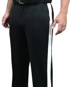 Smitty Officials Supply Pants & Shorts Tapered Fit Smitty 4-Way Stretch Black Football Pant W/ White Stripe (Poly Spandex) FBS184