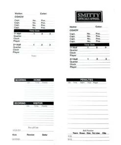Smitty Officials Supply Smitty Throwaway Football Game Card Accessories